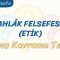 AHLAK FELSEFESİ / KONU KAVRAMA TESTİ