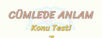 CÜMLEDE ANLAM / KONU TESTİ – 7