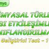 KİMYASAL TÜRLER ARASI ETKİLEŞİMLERİN SINIFLANDIRILMASI / GELİŞTİRİCİ TEST – 1