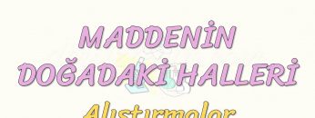 MADDENİN DOĞADAKİ HALLERİ-ALIŞTIRMALAR