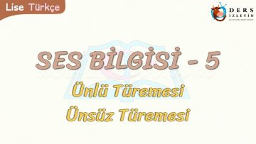 SES BİLGİSİ – 5 / ÜNLÜ TÜREMESİ – ÜNSÜZ TÜREMESİ