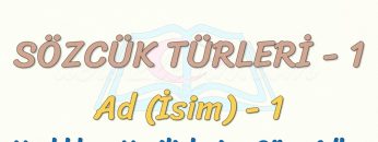 SÖZCÜK TÜRLERİ  – 1 / AD – 1