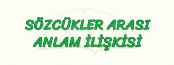 SÖZCÜKLER ARASI ANLAM İLİŞKİSİ