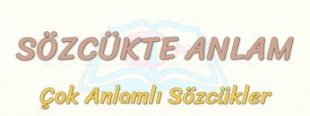 SÖZCÜKTE ANLAM / ÇOK ANLAMLI SÖZCÜKLER