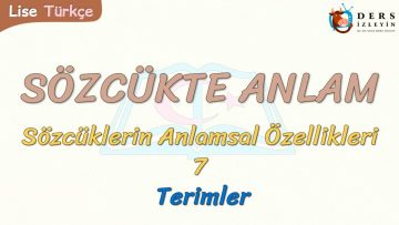 SÖZCÜKTE ANLAM / TERİMLER