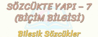 SÖZCÜKTE YAPI -7 / BİLEŞİK SÖZCÜKLER