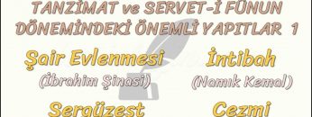TANZİMAT VE SERVET-İ FÜNUN DÖNEMİMDEKİ ÖNEMLİ YAPITLAR – 1