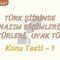 TÜRK ŞİİRİNDE NAZIM BİÇİMLERİ, ŞİİR TÜRLERİ VE UYAK TÜRLERİ / KONU TESTİ – 2