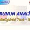 DOĞRUNUN ANALİTİĞİ / GELİŞTİRİCİ TEST – 3 (AYT)