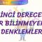 BİRİNCİ DERECEDEN BİR BİLİNMEYENLİ DENKLEMLER